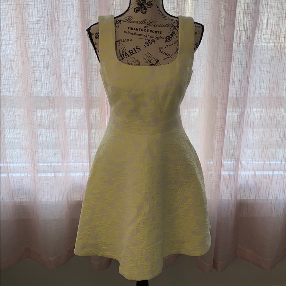 Karen Millen Yellow Floral Jaquard Fit Flare